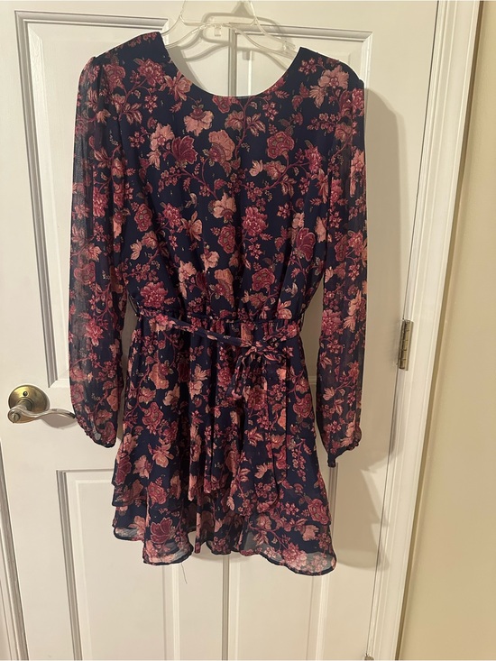 City Studio Dresses & Skirts - Navy Floral Long Sleeve Belted Mini Dress